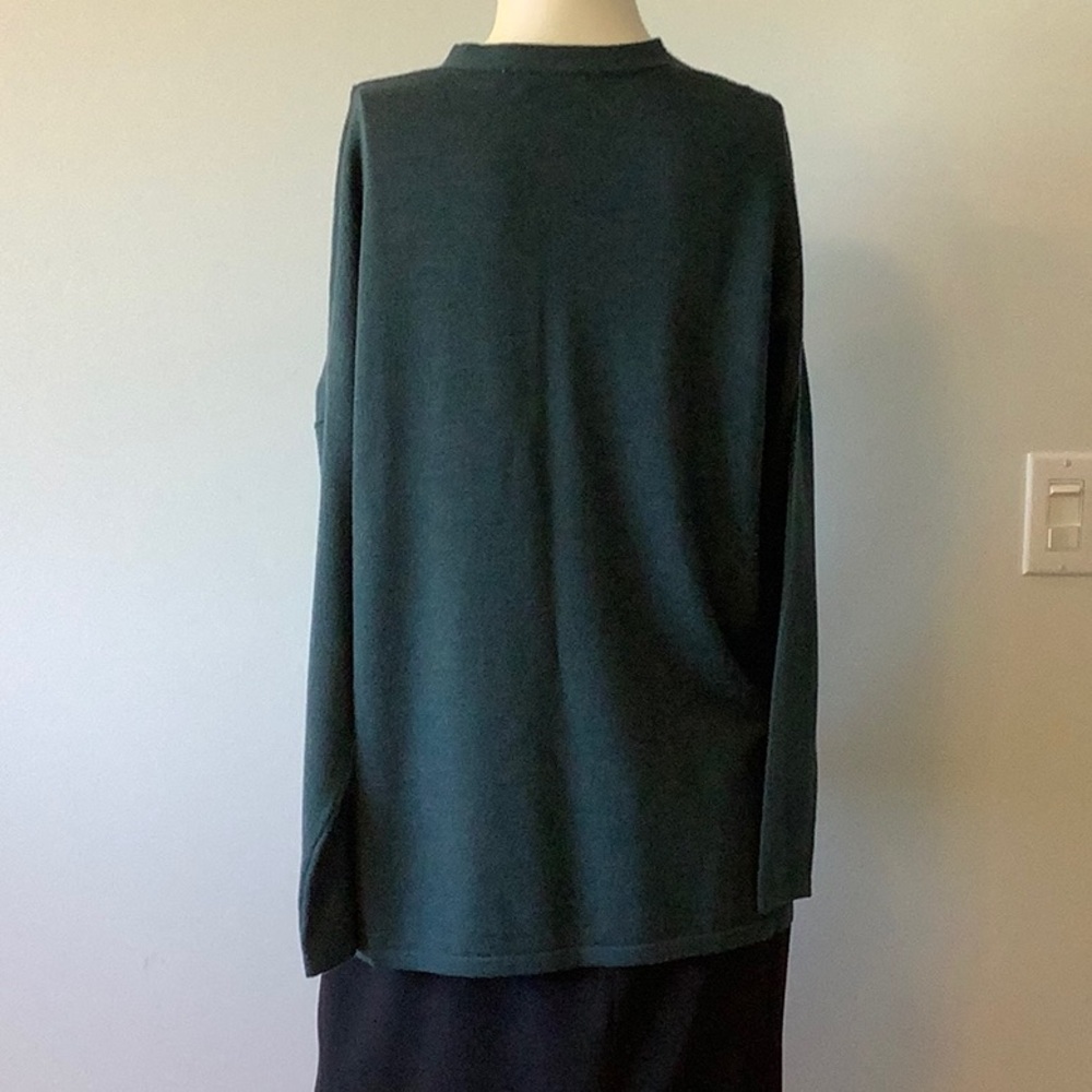 Dark Green Long Sleeve Merino Wool V neck Tunic - XL FTTS